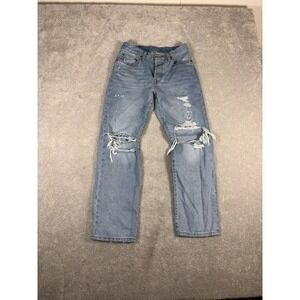 womens levis 501 90's jeans premium denim distressed button fly straight 26x30